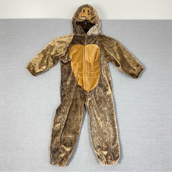 Monkey Costume with Hood Sz 4-6X Zipper Up Plush Cute and Cozy for Halloween - Picture 1 of 10